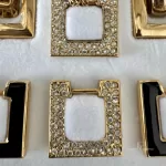 vintage Christian Dior CD interchangeable gold-tone and rhinestone necklace and earrings set, view 9