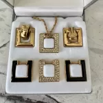 vintage Christian Dior CD interchangeable gold-tone and rhinestone necklace and earrings set, view 10