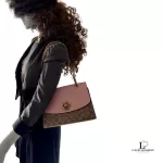 Coach Parker colorblock signature shoulder bag with tea rose turnlock, view 19