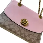 Coach Parker colorblock signature shoulder bag with tea rose turnlock, view 5