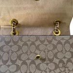 Coach Parker colorblock signature shoulder bag with tea rose turnlock, view 12