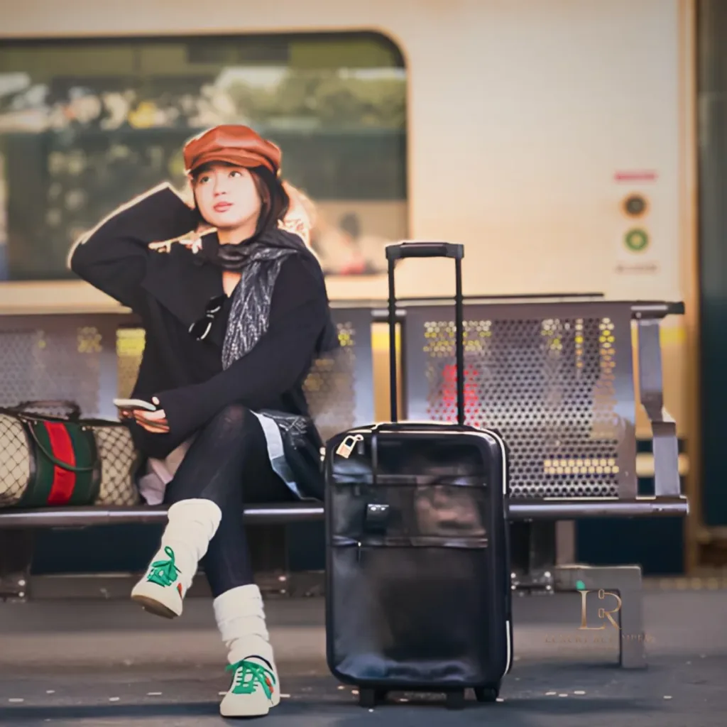 Bally Black Calfskin Leather Rolling Suitcase