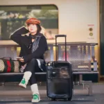Bally Black Calfskin Leather Rolling Suitcase