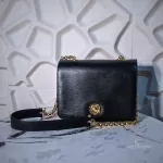 Luxury Revamped - Chloé Vintage Black Epi Leather Jewelry Button Chain Shoulder Bag – Handbags Icons – view 2 | authenticated pre-loved luxury