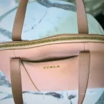 Furla Sandy blush pink Saffiano two-way dome satchel, view 4
