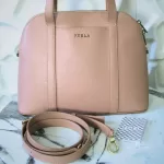 Furla Sandy blush pink Saffiano two-way dome satchel, view 12