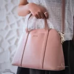 Furla Sandy blush pink Saffiano two-way dome satchel, view 21