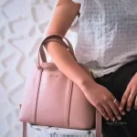 Furla Sandy blush pink Saffiano two-way dome satchel, view 23