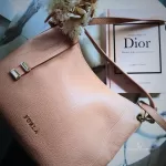 Furla Sienna blush pink pebble leather two-way shoulder bag, view 23
