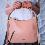 Furla Sienna blush pink pebble leather two-way shoulder bag, view 20