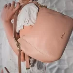 Furla Sienna blush pink pebble leather two-way shoulder bag, view 19