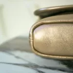 Longchamp LM Metal Collection metallic gold baguette clutch, view 10