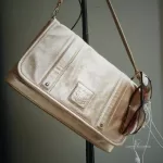 Longchamp LM Metal Collection metallic gold baguette clutch, view 3