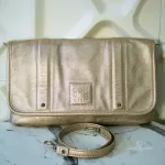 Longchamp LM Metal Collection metallic gold baguette clutch, view 5