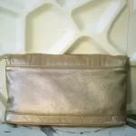 Longchamp LM Metal Collection metallic gold baguette clutch, view 6
