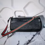 Luxury Revamped - Vintage Gucci Black Denim Web Strap Pochette – Handbags Icons – view 2 | authenticated pre-loved luxury